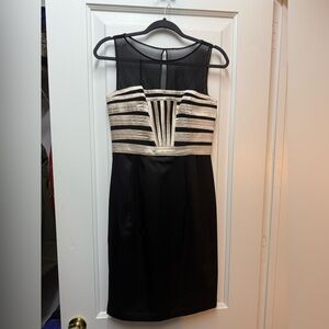 Black and cream cocktail dress